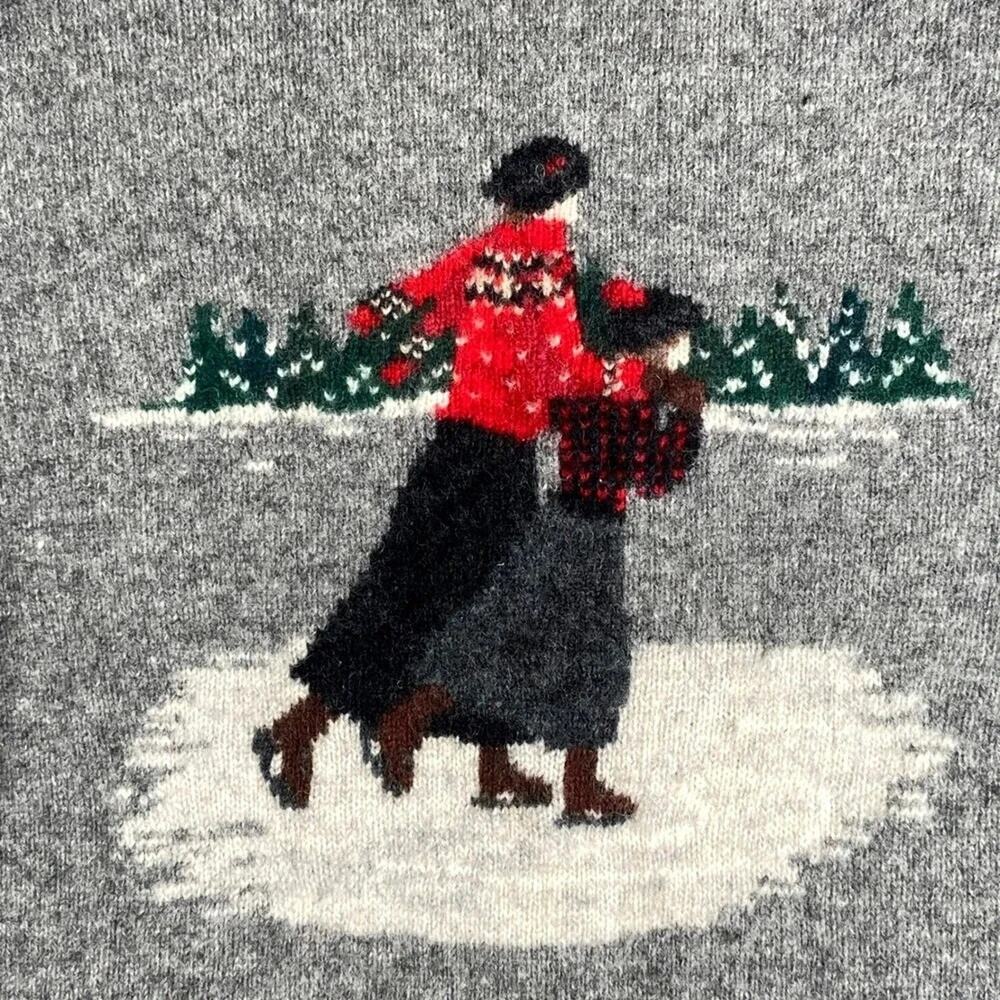 Lauren Ralph Lauren Gray Lambswool Ice Skater Intarsia Turtleneck Sweater‎ M - Picture 4 of 7